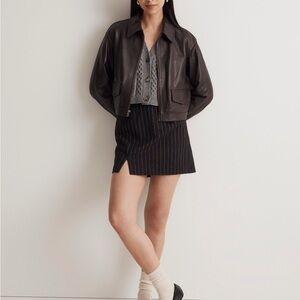 Madewell Wool Blend Pinstripe Mini Skirt